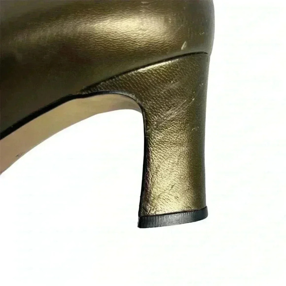 Etienne Aigner Women's Vintage Metallic Green Brown Leather Pumps Size 9 - Picture 14 of 14